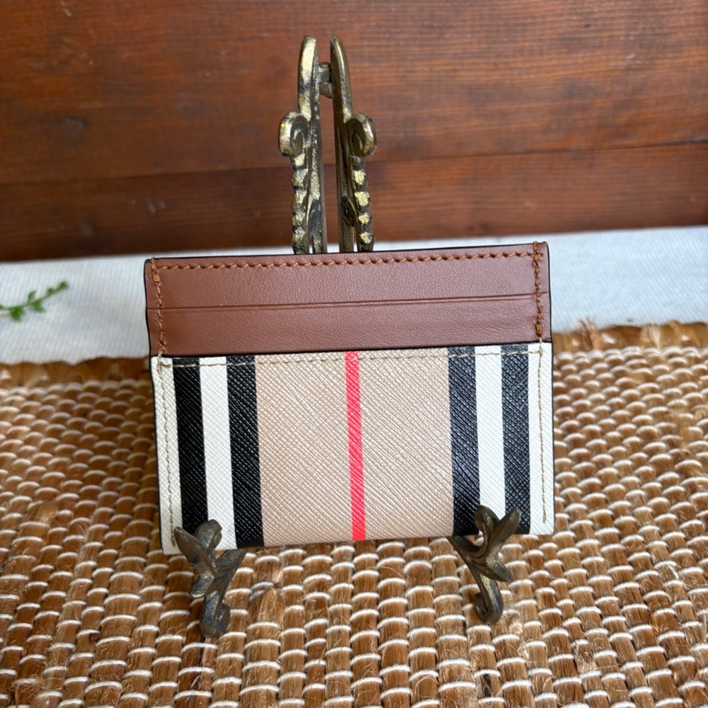 Burberry Classic Nova Check Leather Card Case Wallet Tan Red Black w/Dust Bag - Picture 6 of 6